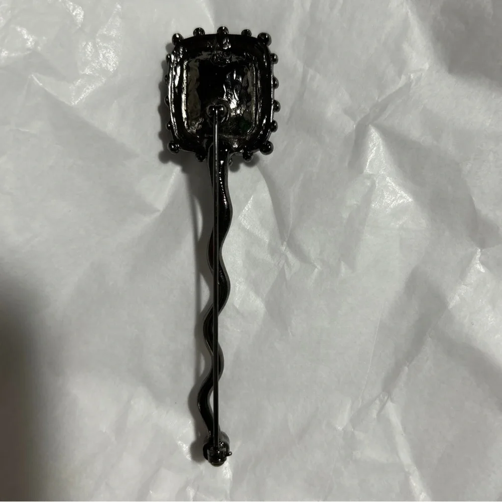 Vintage Karl Lagerfeld Curved Diamond Brooch 3.75”